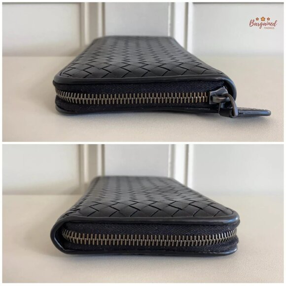 Authentic Bottega Veneta Black Intrecciato Woven Nappa Leather Zip Around Wallet - Picture 6 of 14